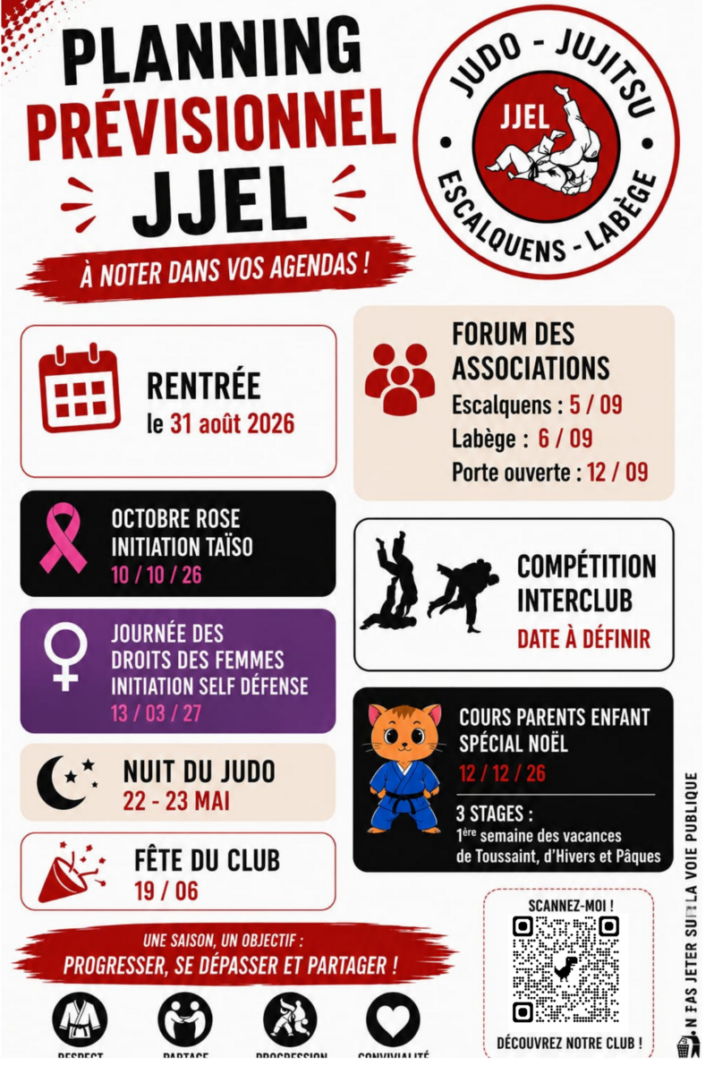 Planning prévisionnel saison 2026 - 2027