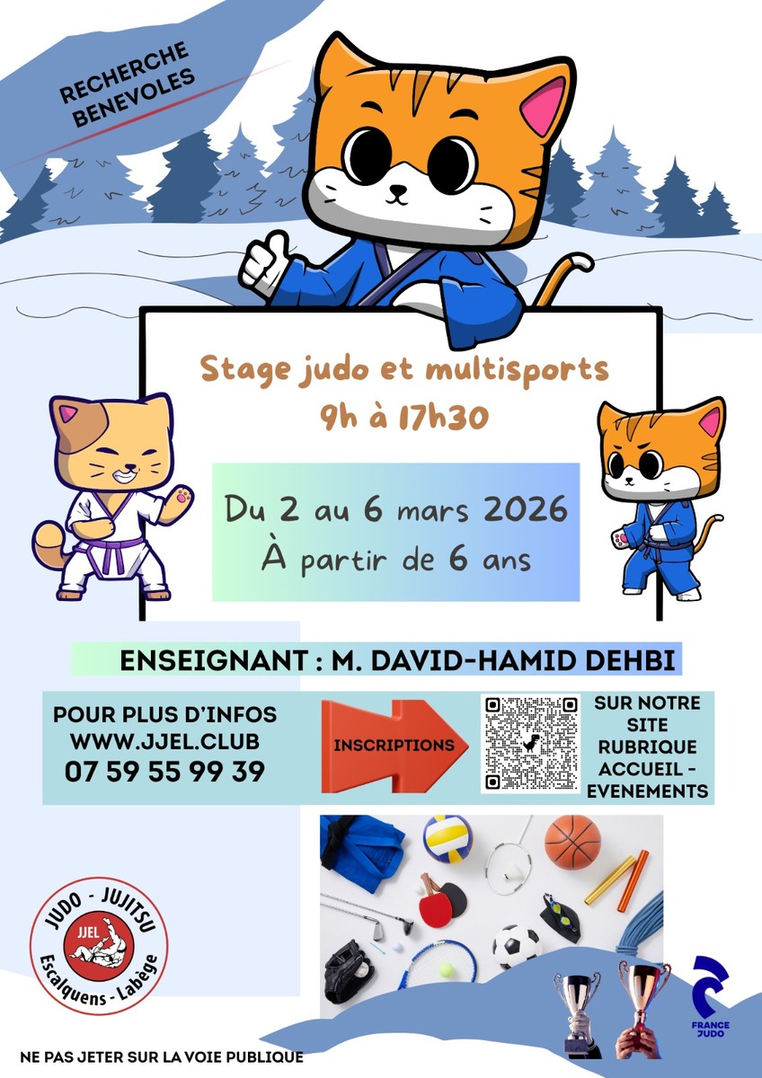 STAGE DE JUDO / multi-activités, Vacance d'hivers du 2 au 6 mars 2026